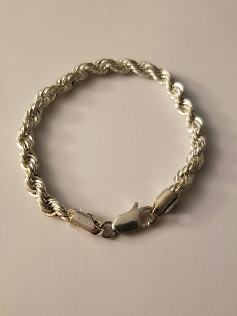 Women's Twisted Rope Chain Bracelet Silvertone 8 inches